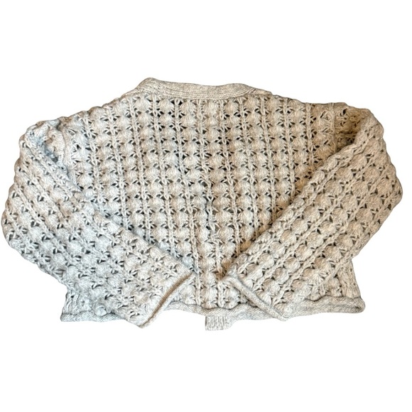 Zara Knit Open Weave Button Cardigan Sweater Girls Gray Size 9 - Picture 3 of 3